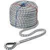 Seilflechter - Cima d'Ancora Ø 12 mm, 30 m con Redancia in Acciaio Inox Impiombata e Rifinita, Cima Taifun per Barca, Colore Bianco/Nero, Resistenza 2.500 daN