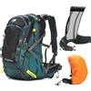 Outplea Zaino da trekking con telaio interno, 40 l, verde | Con sistema di sospensione e cinghia toracica, con parapioggia, per uomini e donne, leggero, impermeabile, per campeggio
