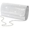 lovyoCoCo - Borsa da sera da donna, frizzante, per feste, matrimoni, colore: argento, Argento, Large