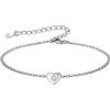 FOCALOOK Bracciale Lettera Argento 925 con Iniziale G - Bracciale Bambina Argento Cuore - Regalo per Donna