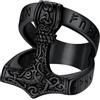 Supcare Anello Acciaio Uomo con Martello di Thor's, Anelli Vichighi Nero a Fascia con Nodo Celtico, Anello di Dichiarazione Vintage con MIsura 22,25 Circonferenza 62.1mm, Idee Regalo.