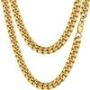 PROSTEEL Collana Uomo a Catena Cubana Barbazzale Grande Robusta, Larga 5 6 10 14 mm, Lunghezze Varie 35-75 cm, Acciaio Inossidabile/Placcato Oro, Argento Oro Nero