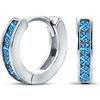 Bling Jewelry Orecchini a cerchio piccoli con canali di zirconia cubica blu di Londra per donne con topazio simulato (argento 925)