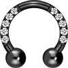 PIERCINGLINE Piercing per orecchio in titanio a forma di ferro di cavallo con 10 cristalli incastonati - piercing naso, setto o trago in 4 colori e 2 misure, 8 mm Innendurchmesser, Titanio