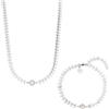 Purelei Set di gioielli Laka (argento), Set di collana e bracciale donna in acciao inossidabile, Set regalo con collana donna e bracciale con pietra e foglie di alloro, waterproof