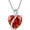 YL Collana Cuore in argento 925 con ciondolo con granato in pietra portafortuna di gennaio per donna