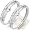 J.Fée 2PCS Anello Donna Argento 925 Con Zirconi 5A, Anelli Donna Regolabile, Fidanzamento Anello Promessa Anelli in una Confezione Regalo, Elegante Gioiello Regalo Donnas, Argento