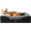 EHEYCIGA Memory Foam Cuccia Cane Interno Taglia Media, Impermeabile Divano per Cani Sfoderabile e Lavabile, Letto per Cani con 4 Bordi Rialzati, Grigio Scuro/Nero, 89x56x16.5cm