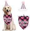 AIMICOCA Set di bandana per cani, per compleanno, per feste, per cani, bandana per bambini, cuccioli, sciarpa, classico design a quadretti per cani (rosa)