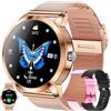 LWEARKD 1,09 Smartwatch Donna Chiamate e Risposta Bluetooth, 3 Bracciali, 123 Sport Smartwatch Cardiofrequenzimetro Pressione Sanguigna Monitoraggio del Sonno Orologio Fitness per Android iOS (Oro)
