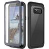 Prologfer Cover per Samsung Galaxy S8, protezione robusta a 360 gradi, protezione schermo integrata, custodia trasparente anti-shock antipolvere per Samsung Galaxy S8, colore: Nero