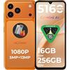 HOTWAV A17 Pro Max Smartphone Android 15, 16GB+256GB/TF TB Telefono Cellulare, 5160mAh Cellulare, 6.75 Pollici Telefoni, 13MP+5MP Camera, Dual SIM 4G Telefono/1080P/GPS/Face ID/Fingerprint - Arancione