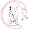 Yoedge Cover con Cordino per iPhone 11 6,1, Trasparente Aesthetic Disegni Fiori Custodia con Collana Tracolla Laccio Collo, Sottile TPU Bumper Silicone + PC Antiurto Protettiva Case,11