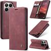Ottcooed Cover per Xiaomi 15T Pro Custodia, Cover Pellicola a Libro Portafoglio in Pelle Porta Carte Protettiva Slot per Scheda Flip Case Wallet Case con Xiaomi 15T Pro, Rosso vino