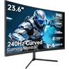 KTC Monitor Gaming Curvo 24 Pollici, Full HD 240Hz, Schermo VA Curvo R1500, Contrasto 3000:1, FreeSync, Bassa Luce Blu, VESA 100x100, Monitor PC 1080p