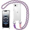 Coiwxmoi Cover per iPhone 16e/SE 4/SE 2025 con Cordino, Custodia Trasparente con Regolabile Collana Ultra Sottile Antiurto AntiGraffio TPU Silicone Bumper Protettiva Case con Laccio Tracolla, Viola