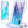 Coiwxmoi Cover per Huawei P30 Lite con Cordino 6,15,Trasparente Custodia con Laccio Tracolla Corda Catena Cinghia,Ultra Morbido Silicone TPU Antiurto Case per P30 Lite, Viola