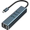 baolongking Adattatore da USB a Ethernet, hub USB 3.0 con adattatore di rete LAN Gigabit RJ45 da 1000 Mbps, adattatore da USB a Ethernet con 3 porte USB 3.0 per MacBook XPS Surface Pro Linux Chromeboo