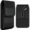 VINATO Porta Cellulare da Cintura, Porta Telefono con Clip e Moschettone, Custodia Cellulare Verticale per Telefoni 6.3-7.5 Pollici, Ideale per Zaino e Attività All'aperto, Nera (Grandi Dimensioni)