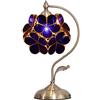 Bieye L30750 Lampada da tavolo in vetro colorato in stile Tiffany con petalo di fiore e base in ottone per l'arredamento della casa (blu, 8 fiore di ciliegio)