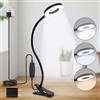 LQWELL® Lampada Da Lettura Con Pinza LED, Luce Da Scrivania, 3 Temperature Di Colore E 10 Livelli Di LuminositÀ, Flessibile A 360° Per L'ufficio Domestico (Lunghezza Del Collo 70 CM)