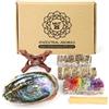 MUT22 Kit Incenso, Palo Santo, Salvia bianca con artemisia, Salvia ai 7 Fiori, Salvia con Ginepro, Conchiglia di Abalone - Kit Completo per Purificazione e Armonizzazione