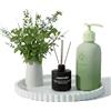 DIRXVMC Vassoio rotondo da bagno in silicone, decorativo, porta sapone da cucina, organizer per tavolino da caffè, decorazione per candele, profumi, piante (onde bianche, 23 cm)
