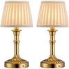 VISDANFO Set di 2 lampade da tavolo senza fili, paralume in tessuto a LED, piccola lampada da tavolo con batteria, dimmerabile, per soggiorno, sala da pranzo, camera da letto, bagno (Bronzo)