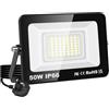 AUXTINGS Faretto LED da Esterno 50W con Spina, 5000LM Faro Led Esterno 6000K Bianca Freddo, IP66 Impermeabile Faretti LED Proiettore Esterni per Giardino Garage Cortile Piazza Terrazza Patio