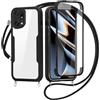 FERLAN Cover per Oppo Find X5 Pro 5G con Cordino, 360 Gradi Antiurto Custodia con Protezione Schermo Integrata Trasparente Rugged TPU Bumper Doppia Protettiva Cover per Oppo Find X5 Pro 5G -Nero