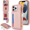 SailorTech per iPhone 11 Pro Max Custodia per telefono con porta carte di credito per uomo, iPhone 11 Pro Max Custodia con slot per carte di credito Portafoglio Zipper per donna-Oro Rosa