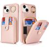 SailorTech Custodia per telefono per iPhone 14 Plus Supporto ad anello con cerniera per carta di credito, iPhone 14 Plus Custodia in pelle Portafoglio con portacarte per donne-Oro Rosa