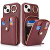 SailorTech Custodia per telefono per iPhone 14 Plus Supporto ad anello con cerniera per carta di credito, iPhone 14 Plus Custodia in pelle Portafoglio con portacarte per donne-Borgogna