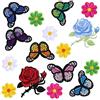 VETPW 16 Pezzi Toppe Termoadesive, Toppa Ricamata Farfalla Fiori Ferro sulle Toppe Adesivi Appliques per Abbigliamento, Camicie, Zaini, Giacche, Jeans, Cappelli, Riparazione e Decorazione