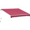 Outsunny Tenda da Sole Avvolgibile a Caduta Manuale per Porte e Finestre, in Alluminio e Poliestere Anti-UV, 295x245cm, Rosso Scuro | Aosom Italy