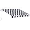 Outsunny Tenda da Sole Avvolgibile Versatile Manuale Esterno Tessuto di Poliestere per Porte e Finestre, 2.5×2m, Blu e bianco | Aosom Italy