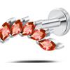 NovaNavel Piercing orecchio/naso foglia di cristallo rossa in argento