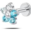 NovaNavel Piercing orecchio/naso/bocca fiore violetta gradual blu in argento