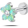 NovaNavel Piercing orecchio/naso/bocca fiore violetta verde opale in argento