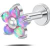NovaNavel Piercing orecchio/naso/bocca fiore violetta viola opale in argento