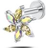 NovaNavel Piercing orecchio/naso/bocca stella alpina gialla multicolor in argento