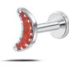 NovaNavel Piercing orecchio/naso/bocca selene rosso in argento