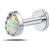 NovaNavel Piercing orecchio/naso/bocca lacrima bianca opale in argento