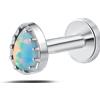 NovaNavel Piercing orecchio/naso/bocca lacrima blu opale in argento