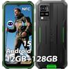 Blackview Android 14 Rugged Smartphone con Gemini AI, 12(4+8) GB+128GB/2TB Espandibile/Octa core, 6.56'' HD+ Telefono Indistruttibile NFC, Fingerprint/Face ID/Dual 4G SIM/GPS Cellulare Robusto/IP69K