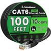 CableGeeker Cavo Ethernet Cat 6 da 30,5 m, per interni ed esterni, cavo di rete Internet piatto ad alta velocità, 10 Gbps, cavo patch Ethernet Cat6, cavo LAN per computer, con clip e cinghie gratuite per router,