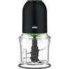 Braun MultiPractic 3 CH3011BK, Tritatutto a Quattro Lame in Acciaio Inox, Due Velocità, Funzione One Push, Tritaghiaccio, Capacità 500ml, Lavabile in Lavastoviglie, 500W, Nero