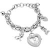 TIME100 Orologio da Donna a Bracciale con Ciondoli, Quadrante a Cuore con Cristalli Eleganti, Movimento al Quarzo, Orologio Gioiello Femminile in Confezione Regalo