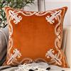 Aeckself Federa per cuscino con motivo floreale europeo, 45,7 x 45,7 cm, in velluto ricamato, decorativo, per divano, camera da letto, soggiorno, arancione bruciato e bianco