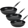 Agnelli Alblack 3 mm Tris Padelle Alte Svasate Antiaderenti In Alluminio Con Manico Cool Inox - Set 3 Pz